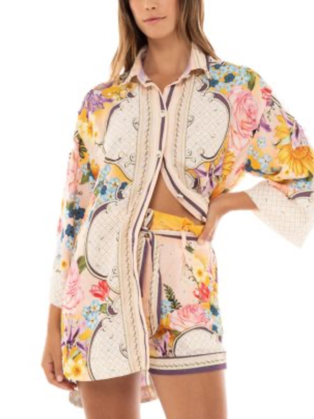 Agua Bendita Chrissy Dreamin Shirt & Addison Dreamin Tie-Waist Shorts (S/M)